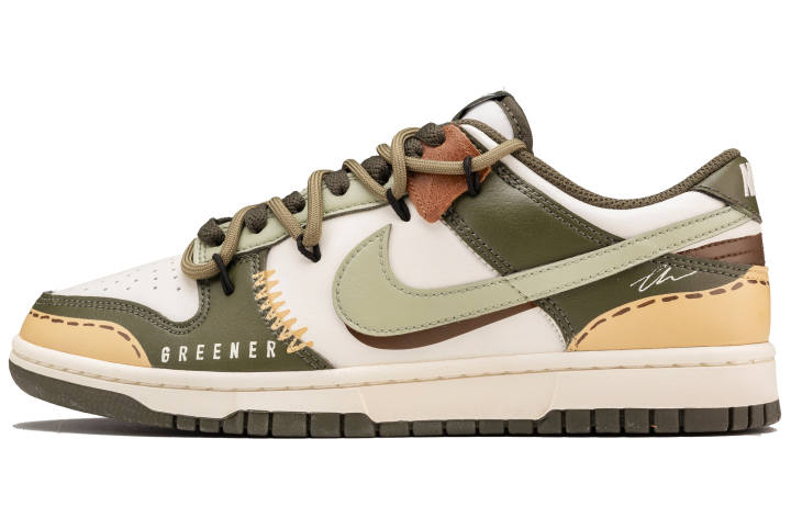 Nike Nike Dunk Abrasion Resistant Low top Skateboard Shoes Unisex Brown Green