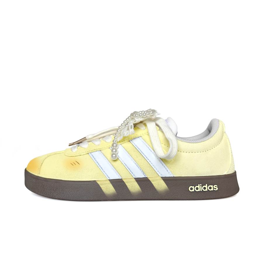 Adidas Adidas VL COURT 2.0 Abrasion Resistant Low top Skateboard Shoes Women's Cream Yellow