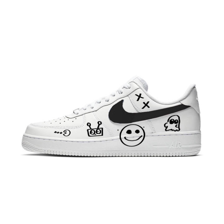 Nike Nike Air Force 1 07 Mischievous Abrasion Resistant Abrasion Resistant Low top Skateboard Shoes Men's Black White