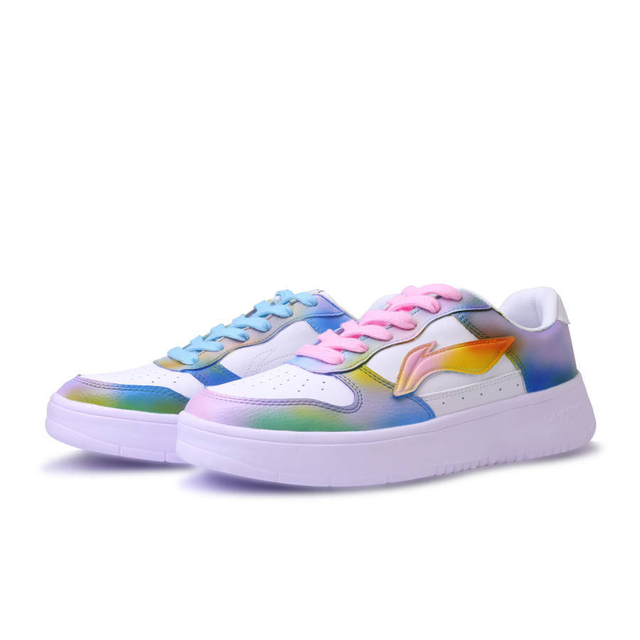Li-Ning Li Ning Floating Boat Abrasion Resistant Lightweight Breathable Low top Skateboard Shoes Unisex Pink Blue Mismatched