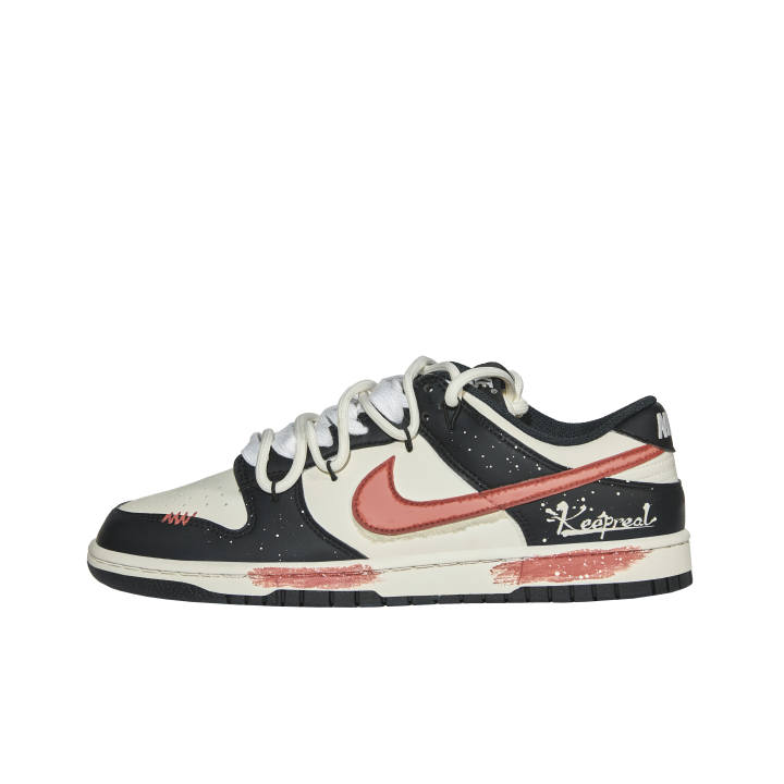 Nike Nike Dunk Fiery Deep Flame Abrasion Resistant Low top Skateboard Shoes Unisex Beige Black Red