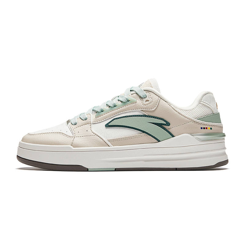 Anta Street Lite Abrasion Resistant Breathable Low top Skateboard Shoes Men's Beige White Green