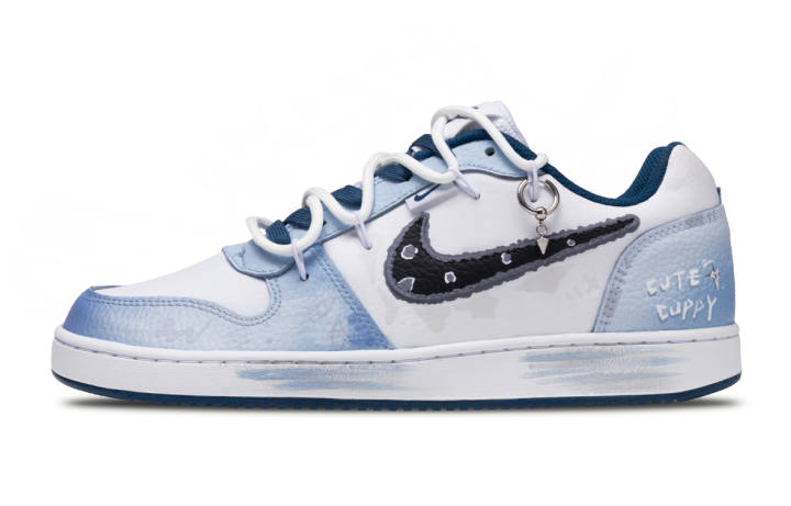 Nike Nike EBERNON Ocean Rhapsody Abrasion Resistant Abrasion Resistant Low top Skateboard Shoes Men's White Blue