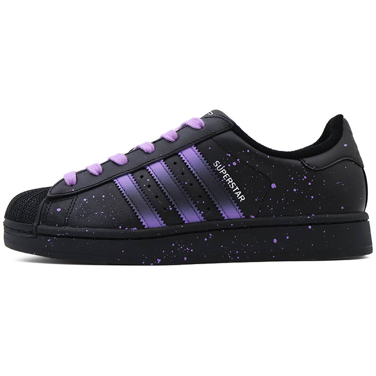 Adidas Originals Superstar 2 Abrasion Resistant Low top Skateboard Shoes Unisex Black Purple