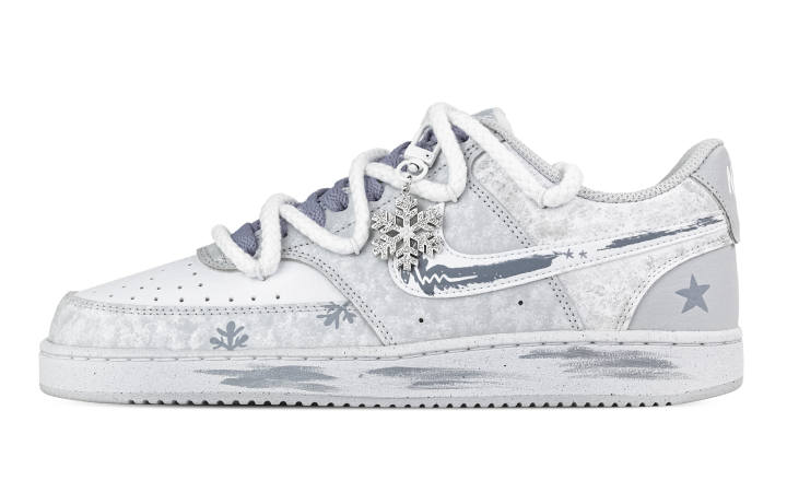 Nike Nike Court Vision Dusty Blue Ski Goggles Abrasion Resistant Low top Skateboard Shoes Men's White Gray Blue