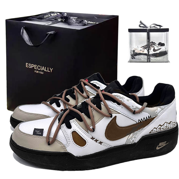 Nike Nike Full Force Wilderness, Box, Boyfriend Abrasion Resistant Low top Skateboard Shoes Men's White Coffee