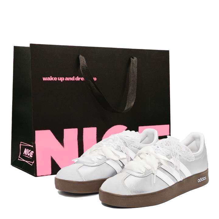 Adidas Adidas VL COURT 2.0 Slip Resistant Low top Skateboard Shoes Unisex Silver