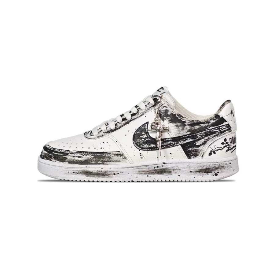 Nike Nike Court Vision 1 Slip Resistant Abrasion Resistant Low top Skateboard Shoes Men's Black White