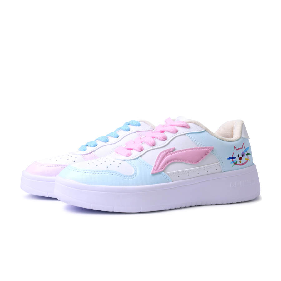 Li-Ning Li Ning Floating Boat Abrasion Resistant Breathable Low top Skateboard Shoes Unisex Pink Blue Mismatched