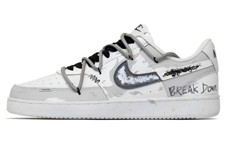 Nike Nike Court Vision 1 Gray Wing Abrasion Resistant Low top Skateboard Shoes Unisex Gray White