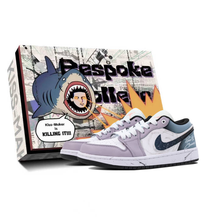 Jordan Jordan Air Jordan 1 Synthetic Leather Comfortable Height Increasing Low top Skateboard Shoes Unisex Blue