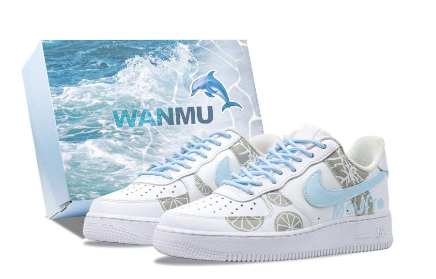 Nike Nike Air Force 1 Summer Of Maris Sal Abrasion Resistant Balance Low top Skateboard Shoes Men's White Blue