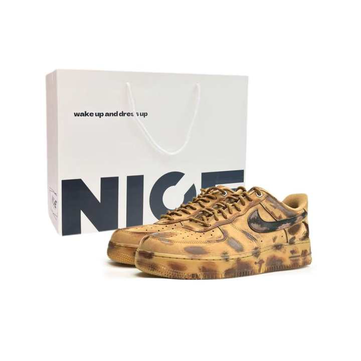 Nike Nike Air Force 1 Flame Hero Cushioning, Wear Resistant Low top Skateboard Shoes Unisex Wheat