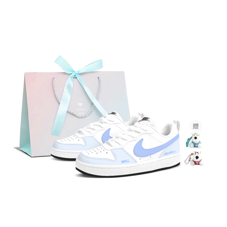Nike Nike Court Borough Maris Sal Milk Cream Abrasion Resistant Lightweight Low top Skateboard Shoes Women's Blue