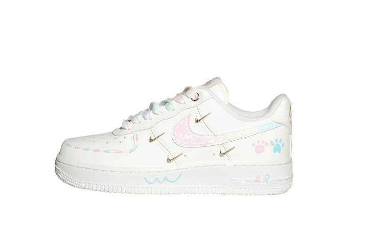 Nike Nike Air Force 1 Abrasion Resistant Low top Skateboard Shoes Women's White Pink