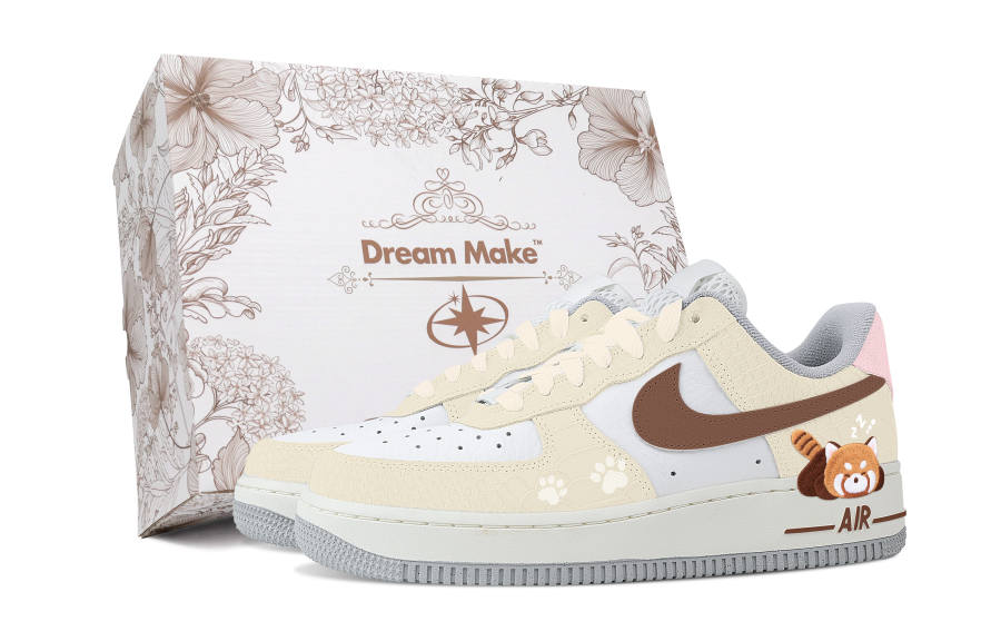 Nike Nike Air Force 1 Slip Resistant Abrasion Resistant Low top Skateboard Shoes Women's Yellow White