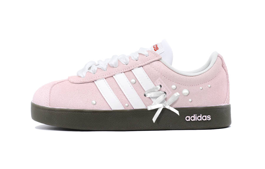 Adidas Adidas VL COURT 2.0 Lifestyle Ballet Bowknot Abrasion Resistant Low top Skateboard Shoes Unisex Pink