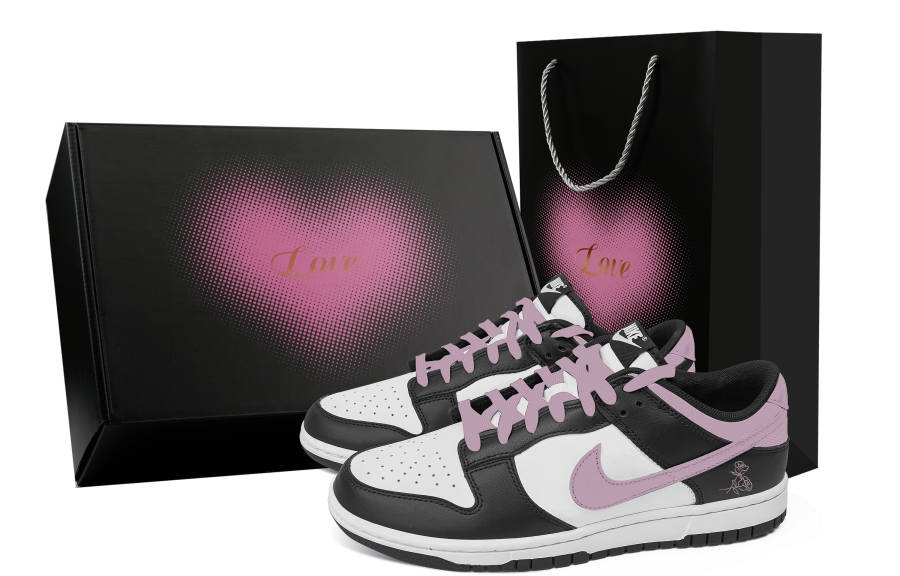 Nike Nike Dunk Romantic Blossom, Heart Box Abrasion Resistant Low top Skateboard Shoes Unisex Black Purple