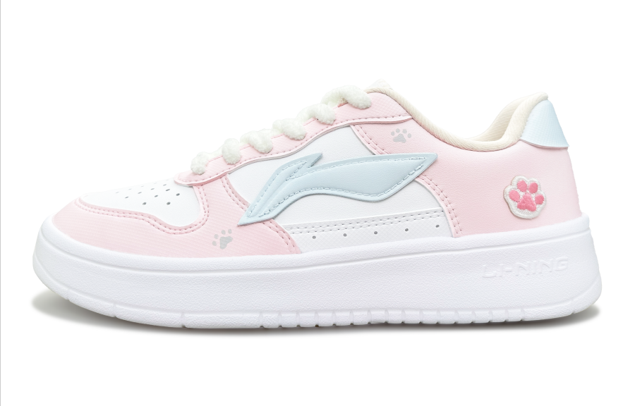 Li-Ning Li Ning Floating Boat Meow Pink Gummies Slip Resistant, Abrasion Resistant, Breathable Low top Skateboard Shoes Women's