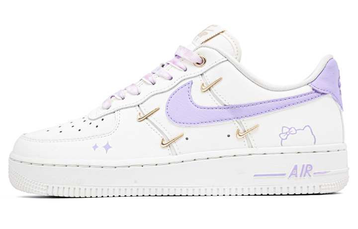 Nike Nike Air Force 1 Sweet Cat Story Cushioning Lightweight Low top Skateboard Shoes Women's White Purple