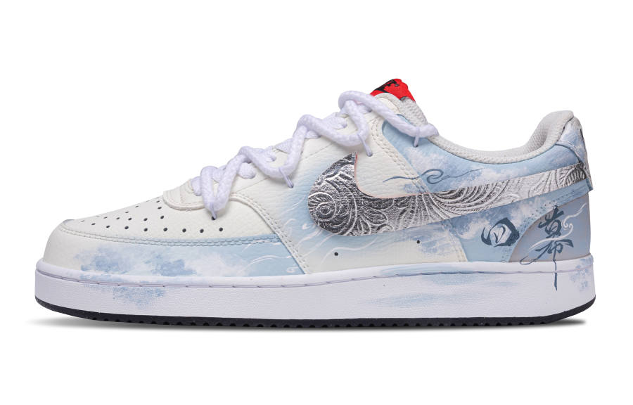 Nike Nike Court Vision 1 Cloud Thorn Abrasion Resistant Abrasion Resistant Low top Skateboard Shoes Men's White Blue