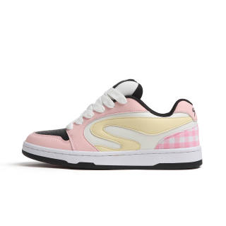 SINPERCO Abrasion Resistant Lightweight Wear resistant And Lightweight Low top Skateboard Shoes Women's Black Pink
