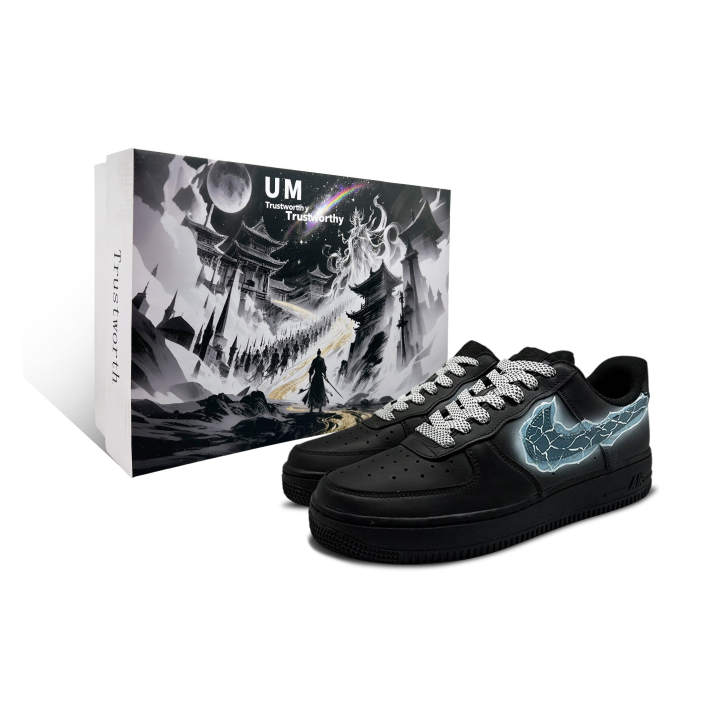 Nike Nike Air Force 1 Polar Frost Box Included Abrasion Resistant Low top Skateboard Shoes Unisex Black Blue