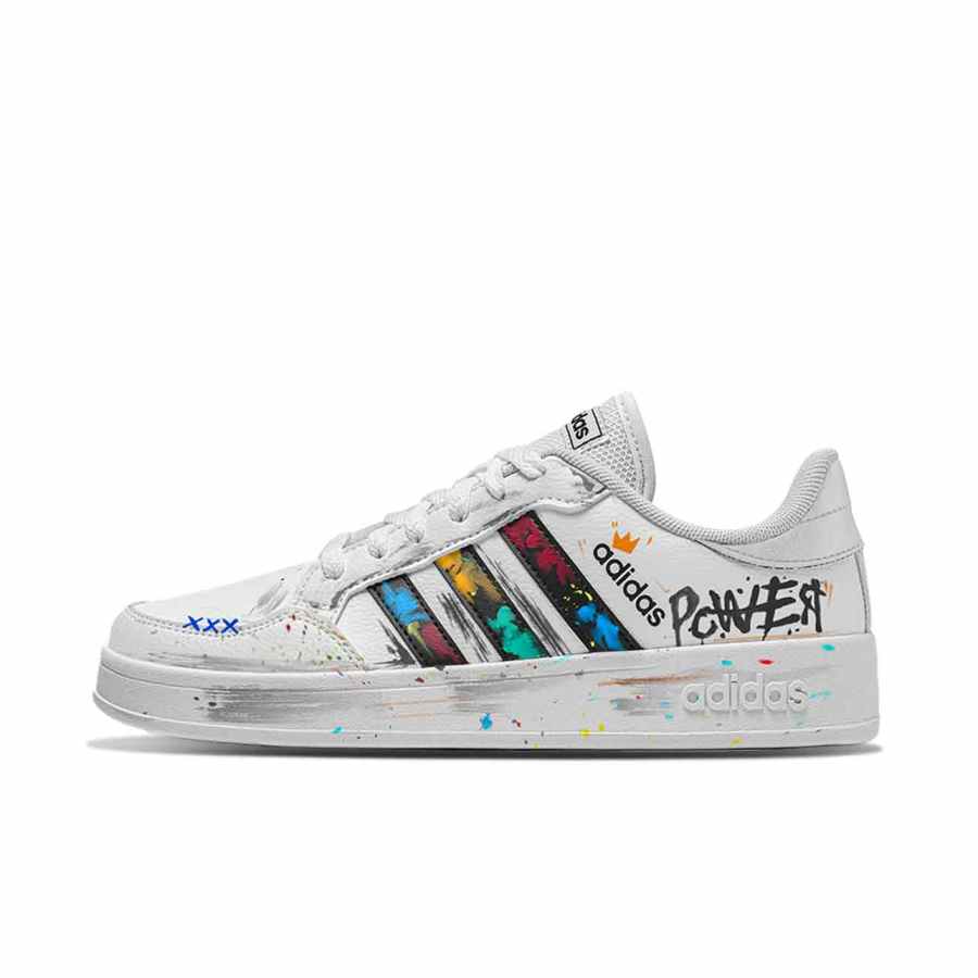 Adidas Neo Breaknet Da Vinci, Graffiti Board Abrasion Resistant Abrasion Resistant Low top Skateboard Shoes Unisex Gray