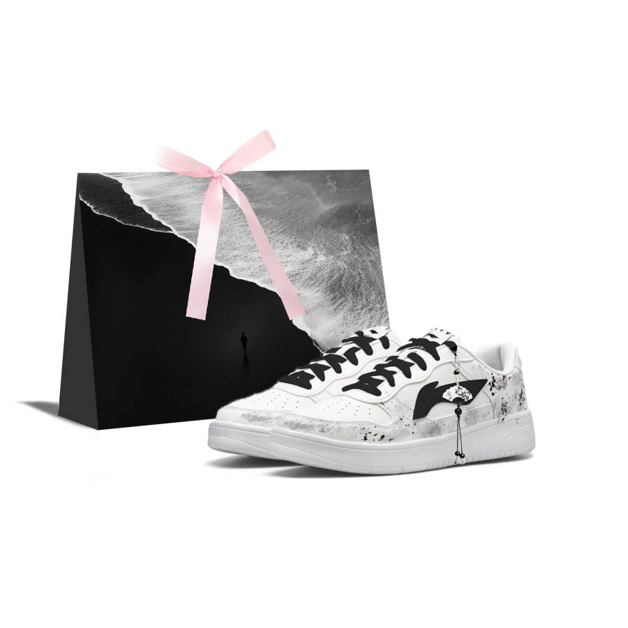 Li-Ning Li Ning Floating Boat Abrasion Resistant Coverage Breathable Low top Skateboard Shoes Men's Black White