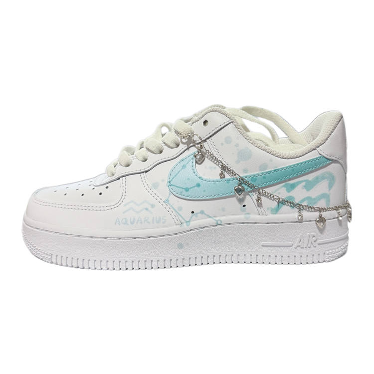 Nike Nike Air Force 1 Hobo Love Abrasion Resistant Abrasion Resistant Low top Skateboard Shoes Women's White Blue