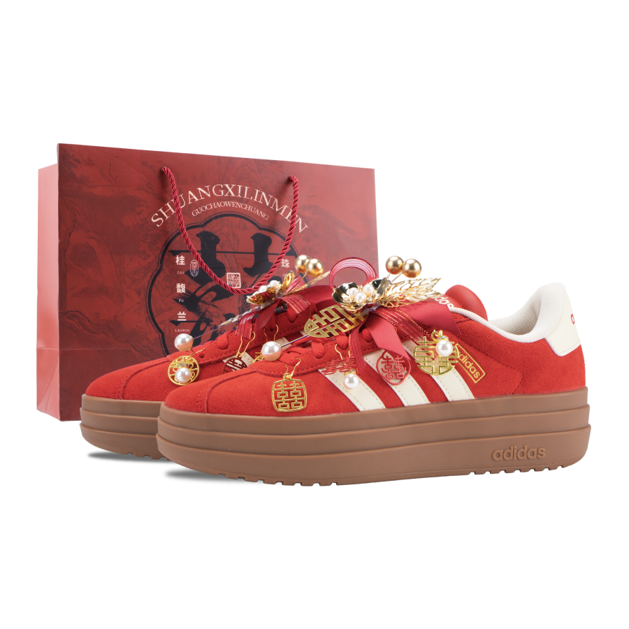 Adidas Adidas VL Court Bold Phoenix Crown And Auspicious Robe Suede Abrasion Resistant Low top Skateboard Shoes Women's Red
