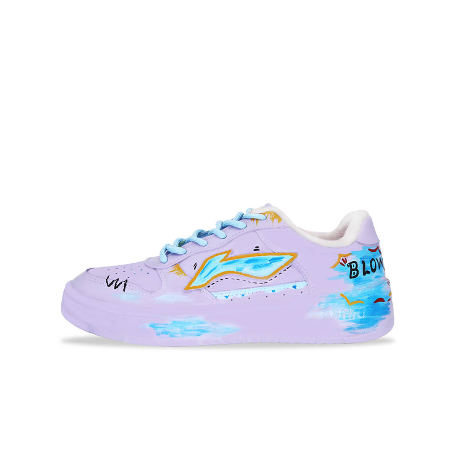 Li-Ning Li Ning Floating Boat BLOW Fashion Versatile, Hand Drawn Trendy Synthetic Leather Breathable Low top Skateboard Shoes