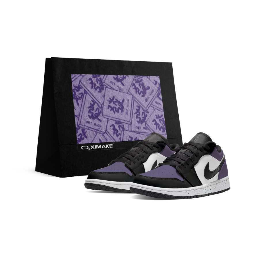 Jordan Jordan Air Jordan 1 Wear resistant And Lightweight Low top Skateboard Shoes Unisex Black White Purple