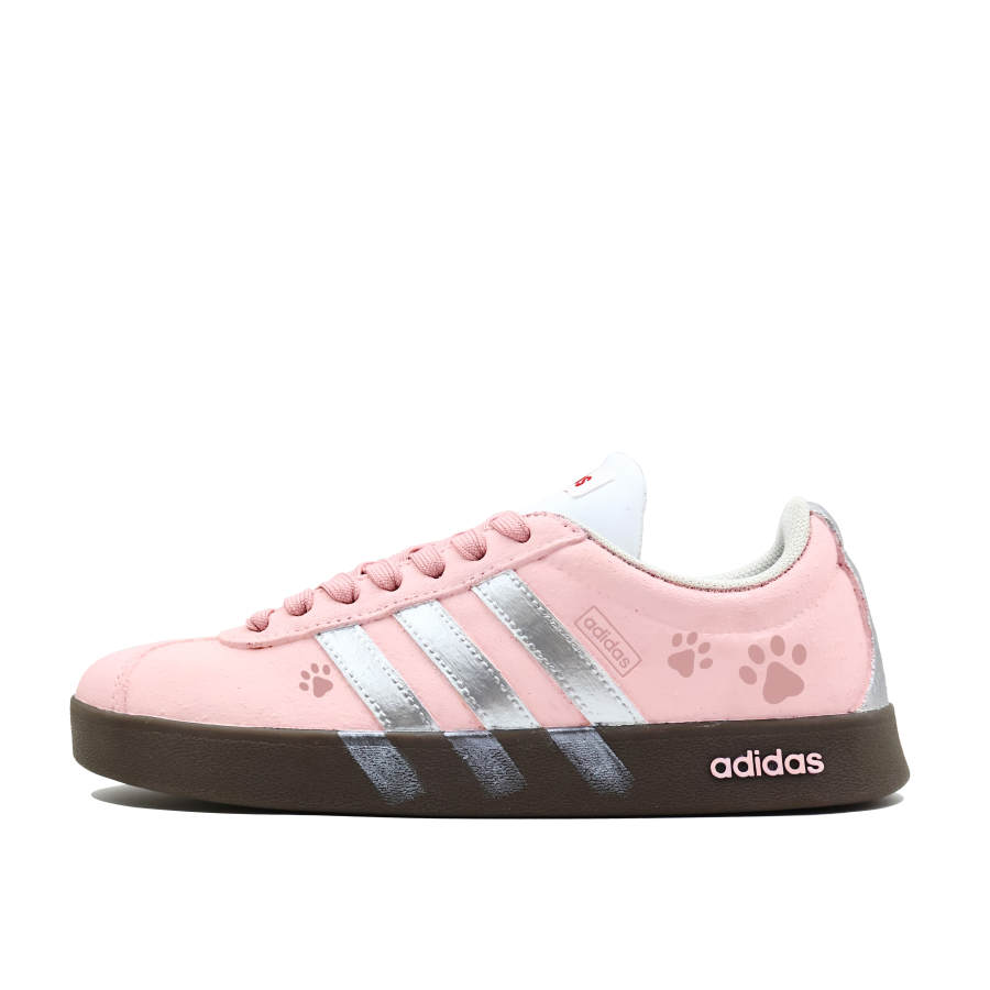 Adidas Adidas VL COURT 2.0 Lifestyle Pink Silver Cat Paw Cushioning Low top Skateboard Shoes Unisex Pink