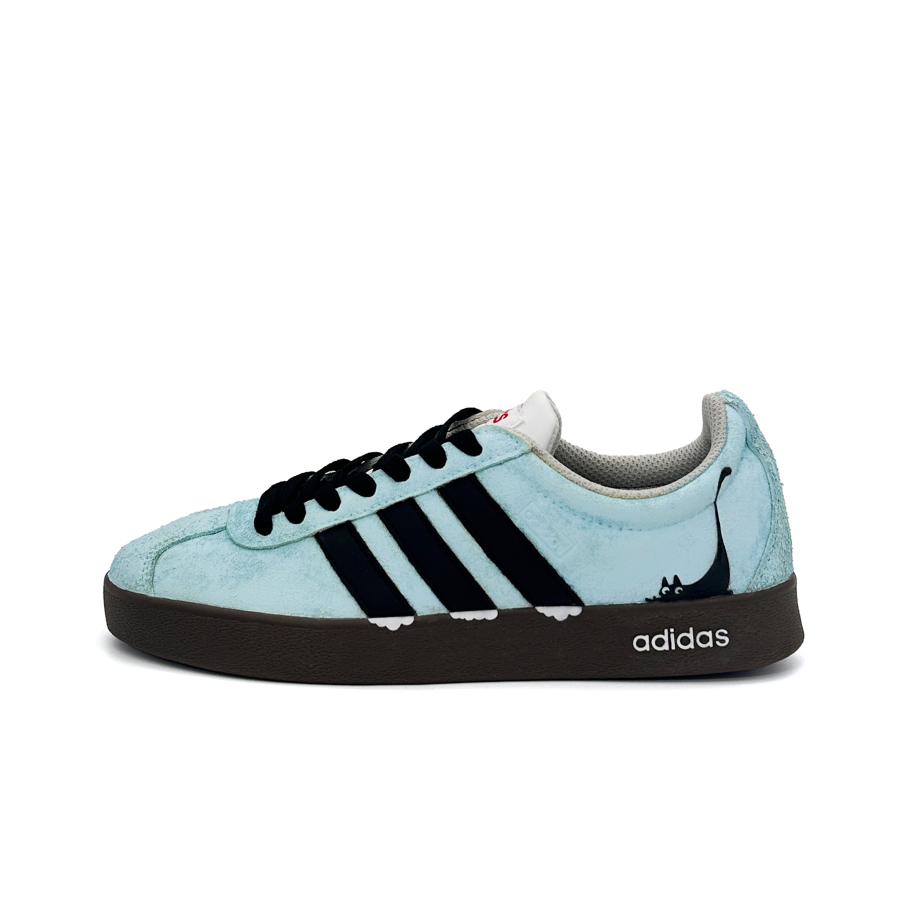Adidas Adidas VL COURT 2.0 Lazy Black Cat Abrasion Resistant Low top Skateboard Shoes Unisex Blue