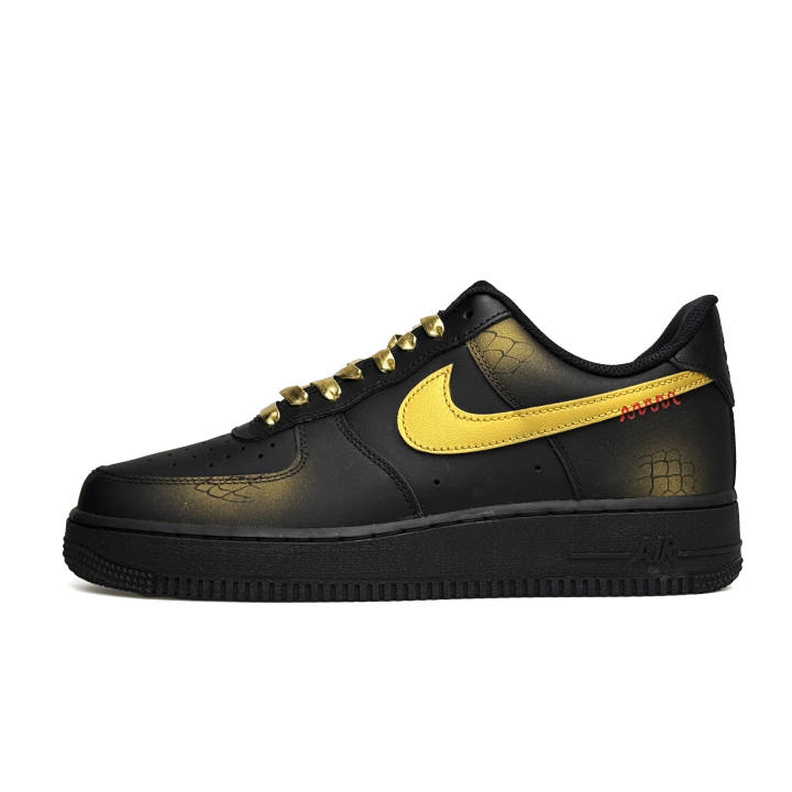Nike Nike Air Force 1 Low top Skateboard Shoes Unisex Black Gold
