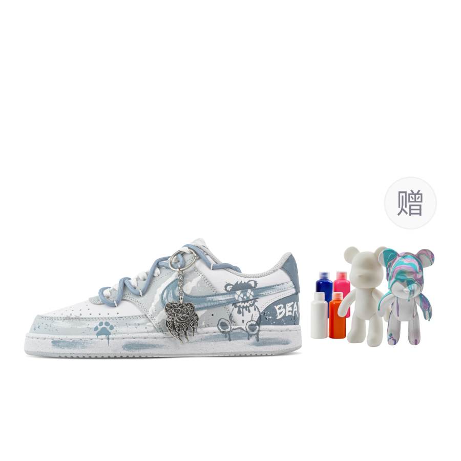 Nike Nike Court Vision Street Bear Trail, Fluid Bear Abrasion Resistant Low top Skateboard Shoes Men's Gray Blue