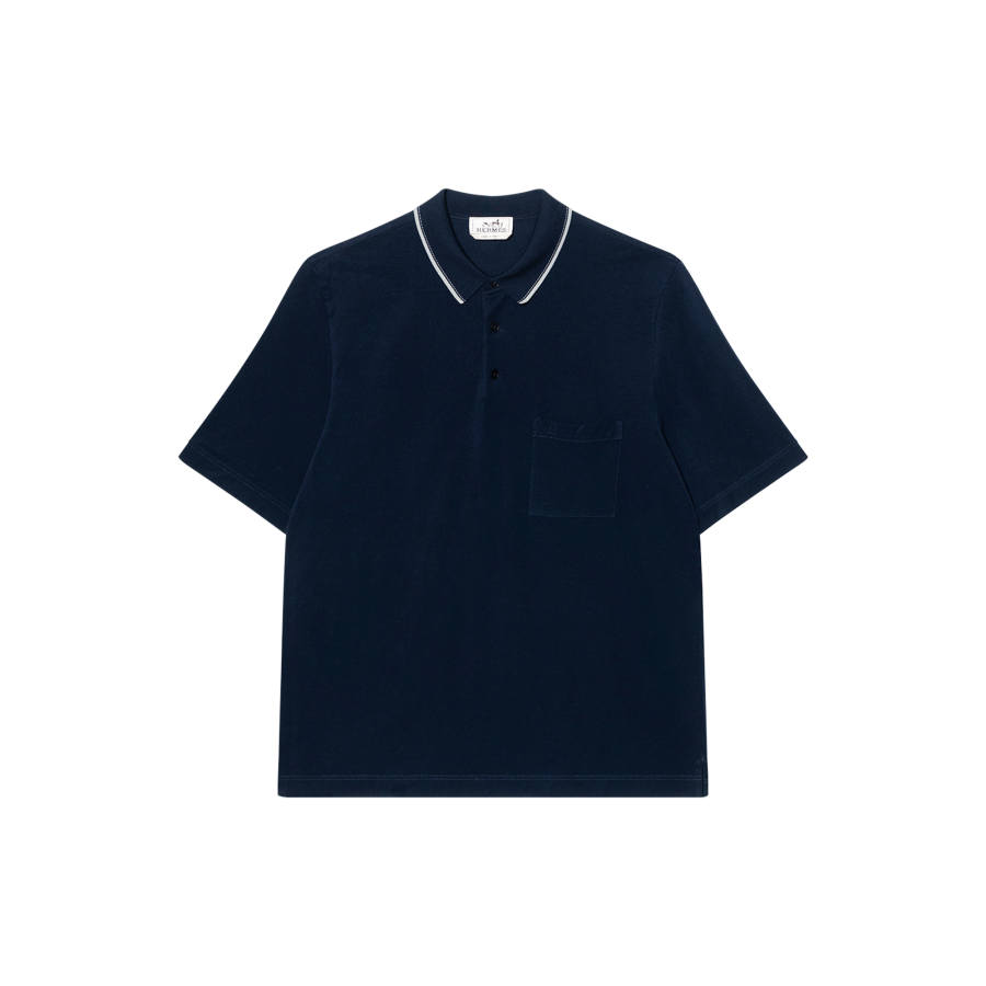 HERMES FW24 Polo Shirt Men's Marine Blue