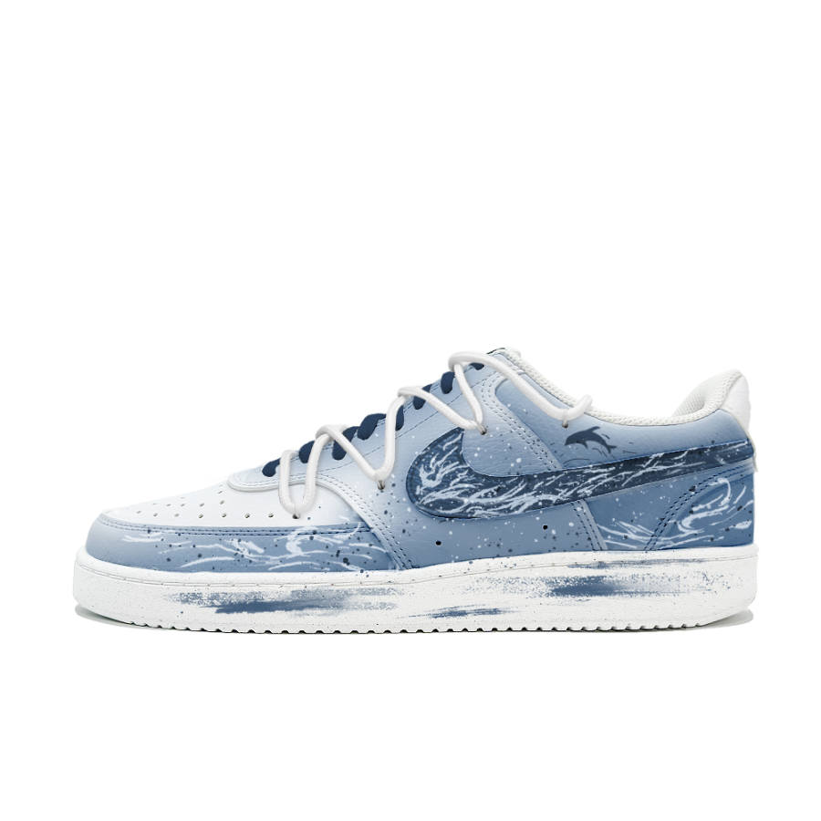 Nike Nike Court Vision 1 Tide Spirit Tide Leather Cushioning, Wear Resistant Low top Skateboard Shoes Men's Blue