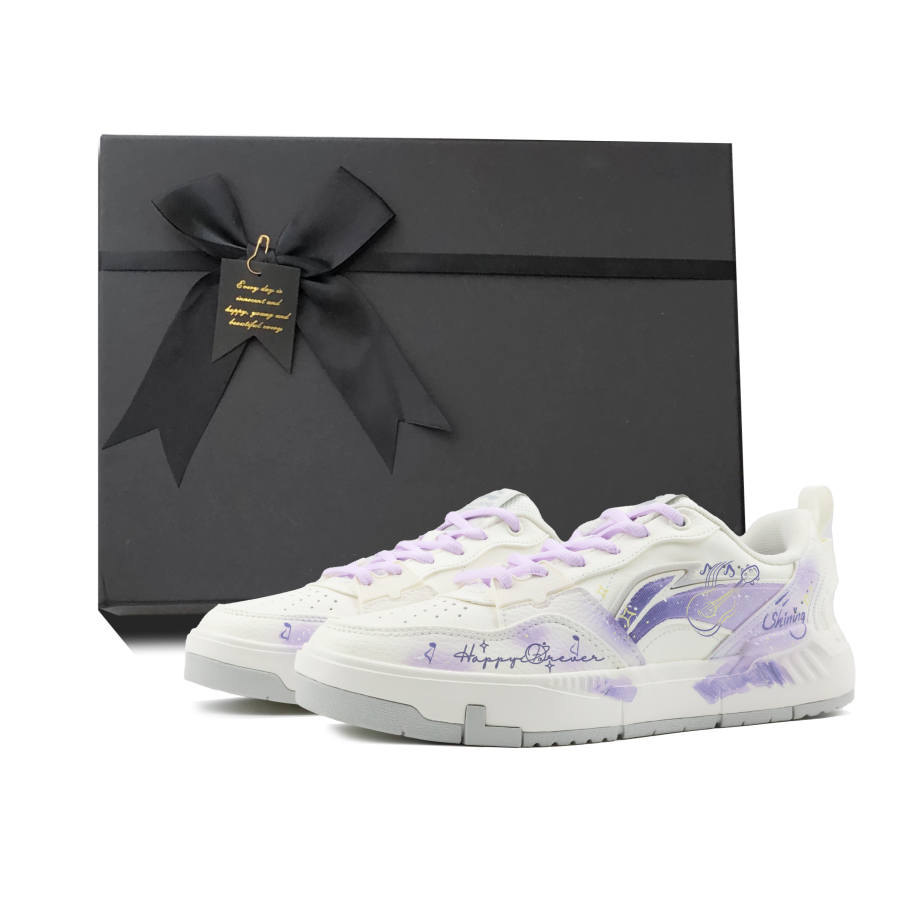 Li-Ning Li Ning Original Era Coverage Slip Resistant Low top Skateboard Shoes Men's White Purple