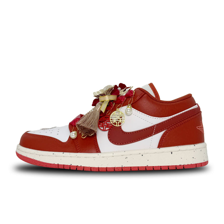 Jordan Jordan Air Jordan 1 Joy Rhyme Red Makeup Abrasion Resistant Abrasion Resistant Low top Skateboard Shoes Women's Red