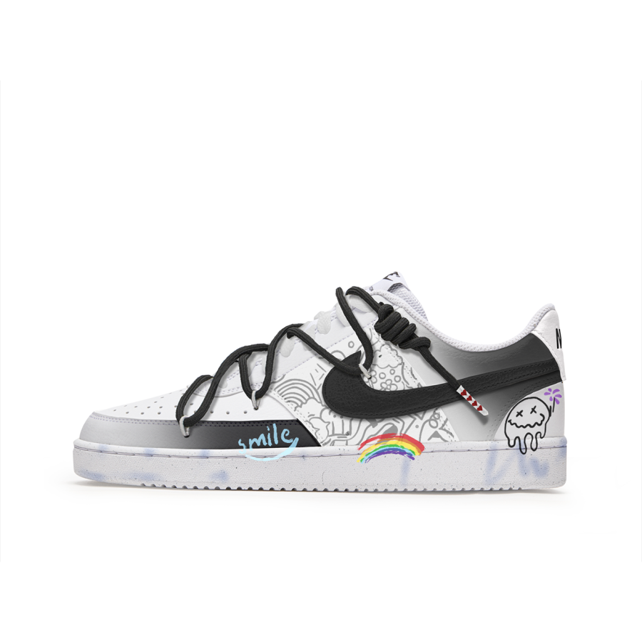Nike Nike Court Vision 1 Slip Resistant Abrasion Resistant Low top Skateboard Shoes Men's Black Gray White