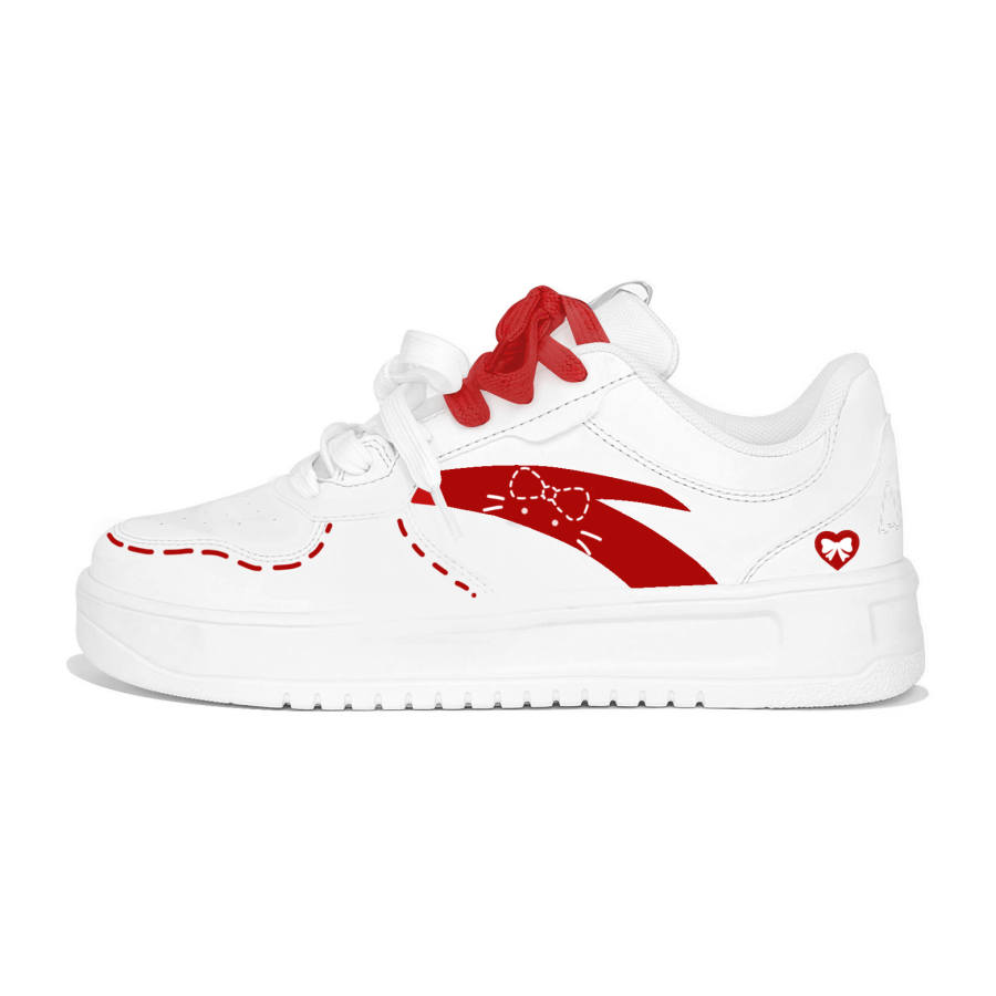 Anta Easy Abrasion Resistant Lightweight Wear resistant And Lightweight Low top Skateboard Shoes Women's White Red