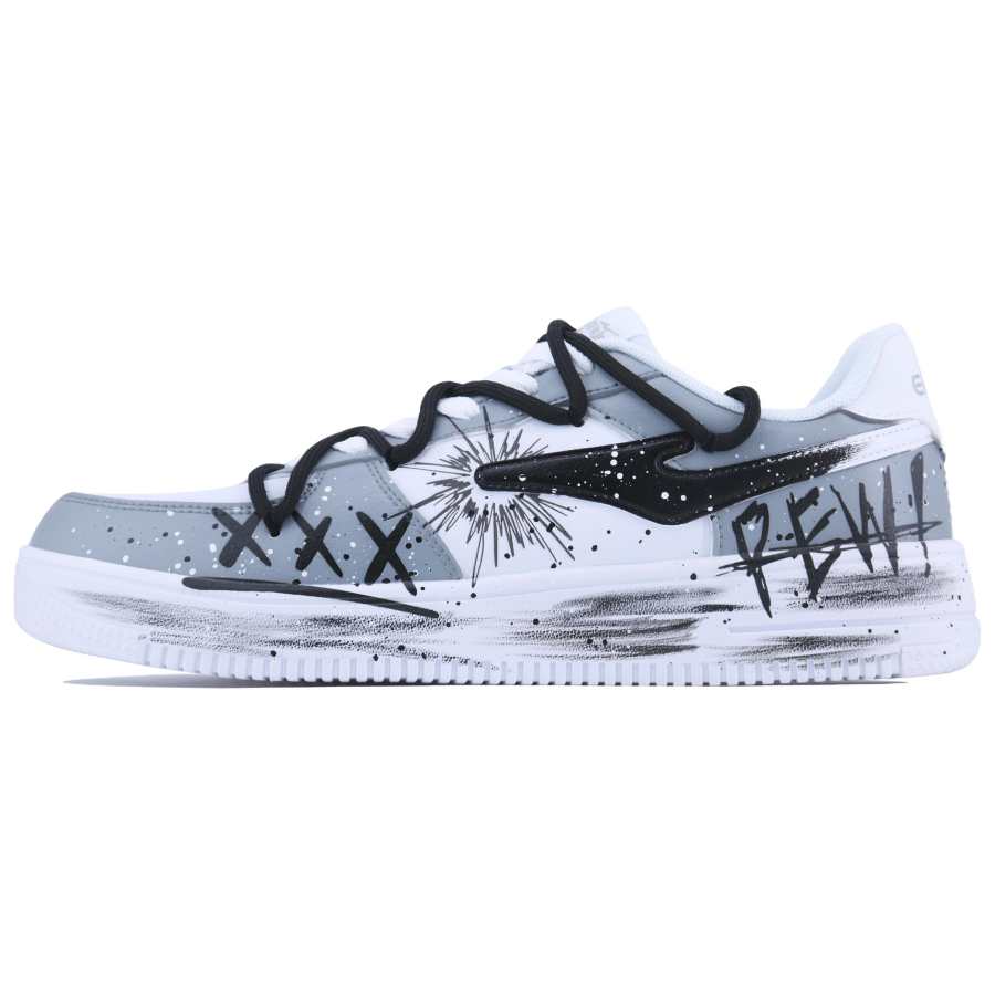Erke Abrasion Resistant Breathable Abrasion Resistant Breathable Low top Skateboard Shoes Men's White Gray Black