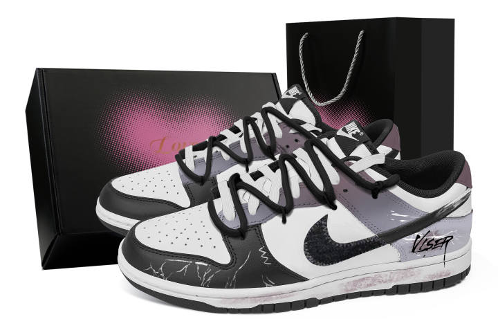 Nike Nike Dunk Thunder River Blue Abrasion Resistant Low top Skateboard Shoes Unisex Black Purple White