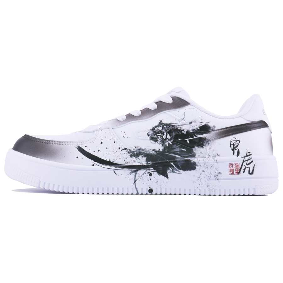 Erke Abrasion Resistant Breathable Low top Skateboard Shoes Unisex White Brown