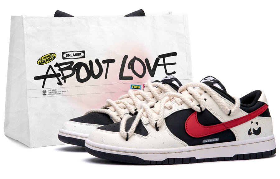 Nike Nike Dunk Panda Strawberry Slip Resistant Abrasion Resistant Low top Skateboard Shoes Women's Red