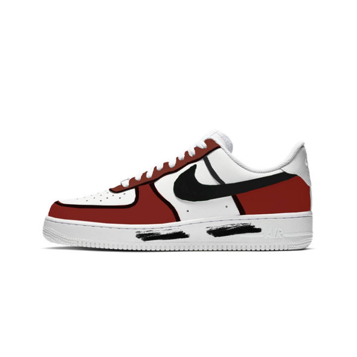 Nike Nike Air Force 1 Size 07 Basketball Street Leather Low top Skateboard Shoes Men's Red White Black