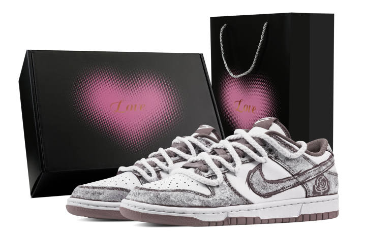 Nike Nike Dunk Thorn Rose, Heart Box Abrasion Resistant Low top Skateboard Shoes Unisex Gray Purple