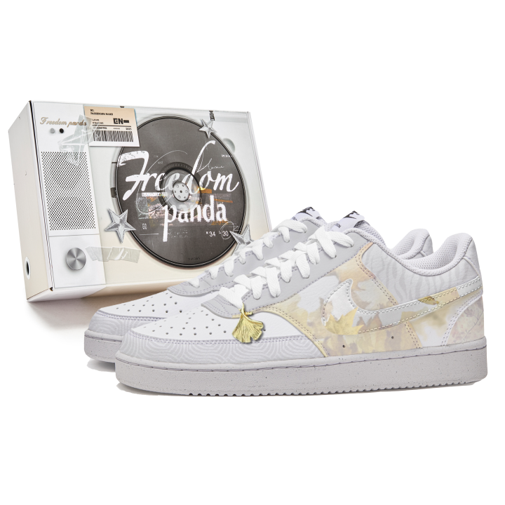 Nike Nike Court Vision 1 Slip Resistant Cushioning Low top Skateboard Shoes Men's White Yellow
